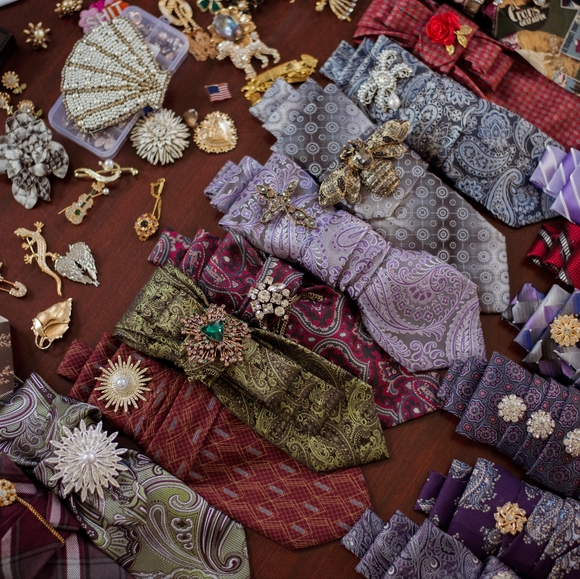 Coming Soon- Statement Upcycled Necktie, Interchangeable With Any Necklace - Picture 4 of 5